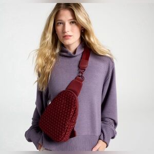 Calia Women’s Woven Sling Bag in Deep Merlot